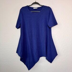 Bryn Walker Women's Blue Asymmetrical Hem Tunic Top Size S Made in USA